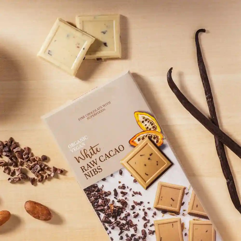 Benjamissimo Organic Vegan White Chocolate With Raw Cacao Nibs 70g